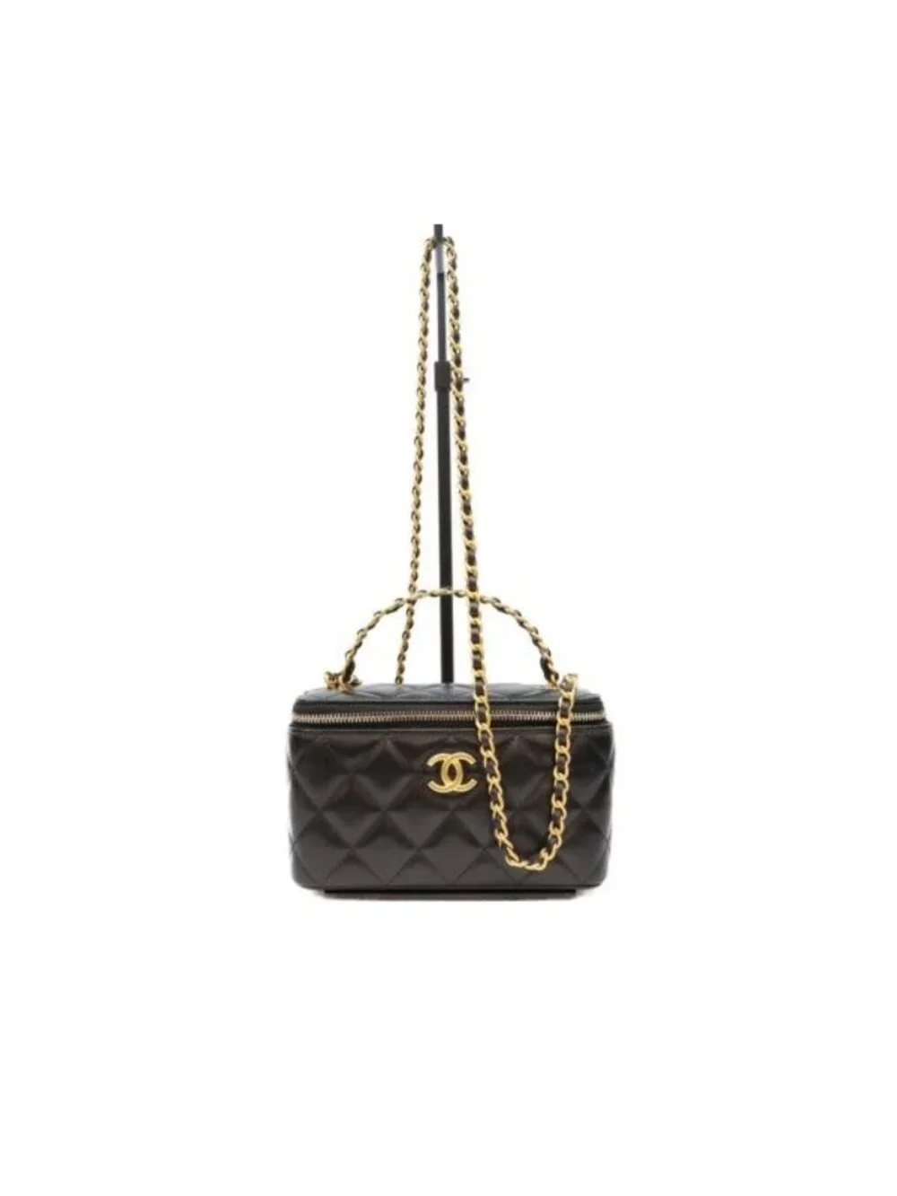 Chanel Black Lamb Gold Top Handle 2-Way